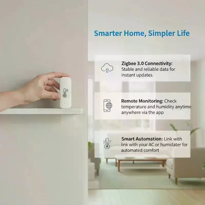 Smart Temp Humidity Sensor App Control Compatible For Home Office Greenhouse Use Qme