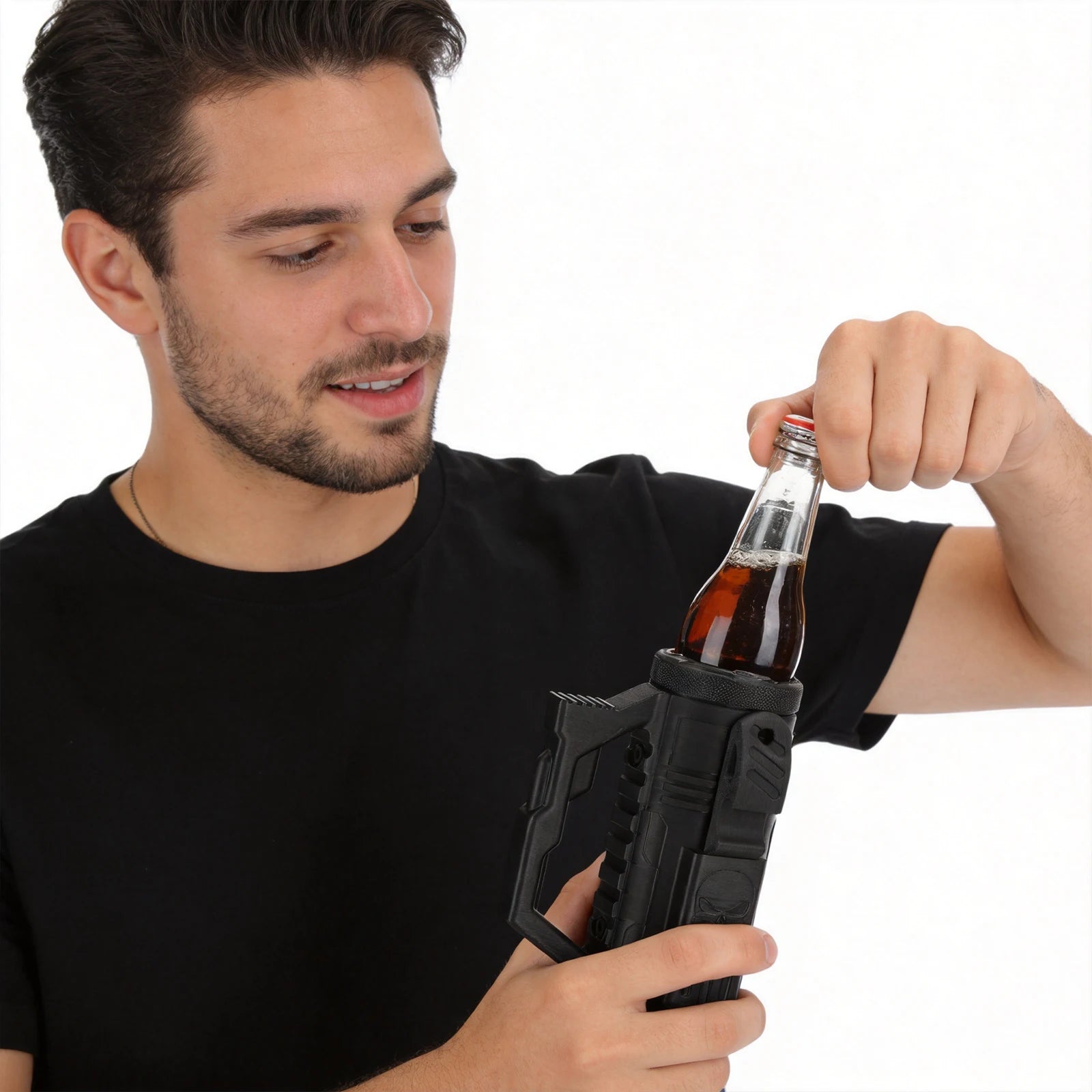 Non-Slip Handle Drink Holder for Soda Beer Water Bottle Dual Tactical Loading Can Rack for Sports Events Parties & Outdoor Use Qme