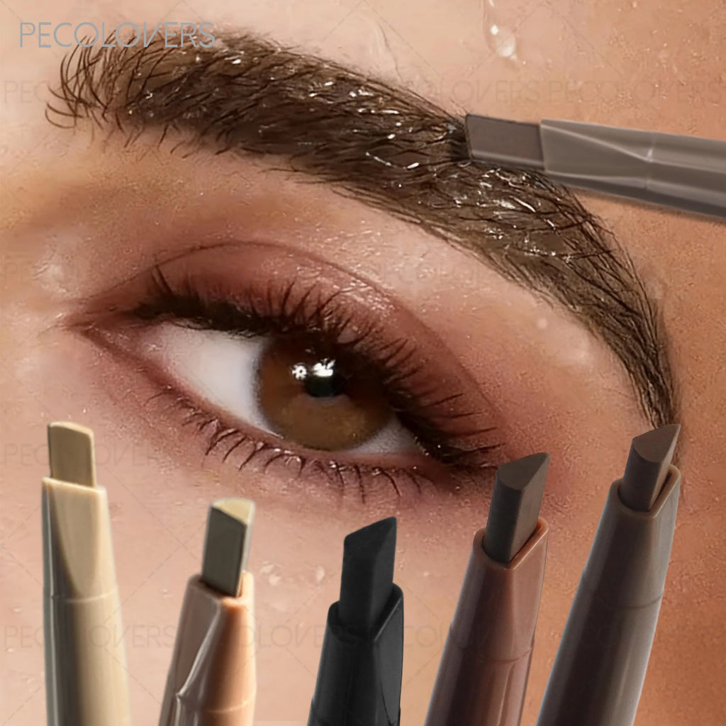 Retractable Dual-ended Eyebrow Pencil Soft Mist Black Gray Brush Qme