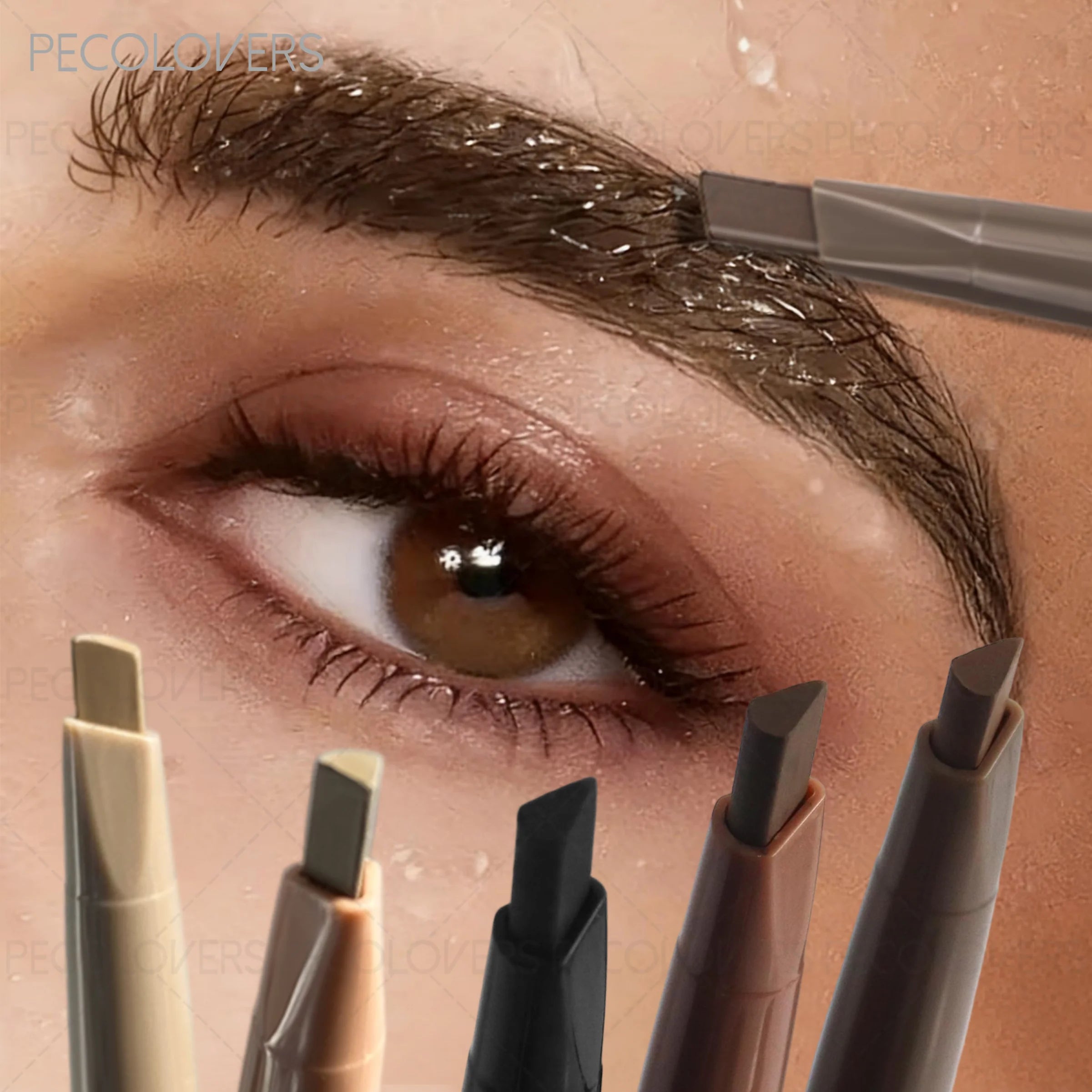Retractable Dual-ended Eyebrow Pencil Soft Mist Black Gray Brush Qme