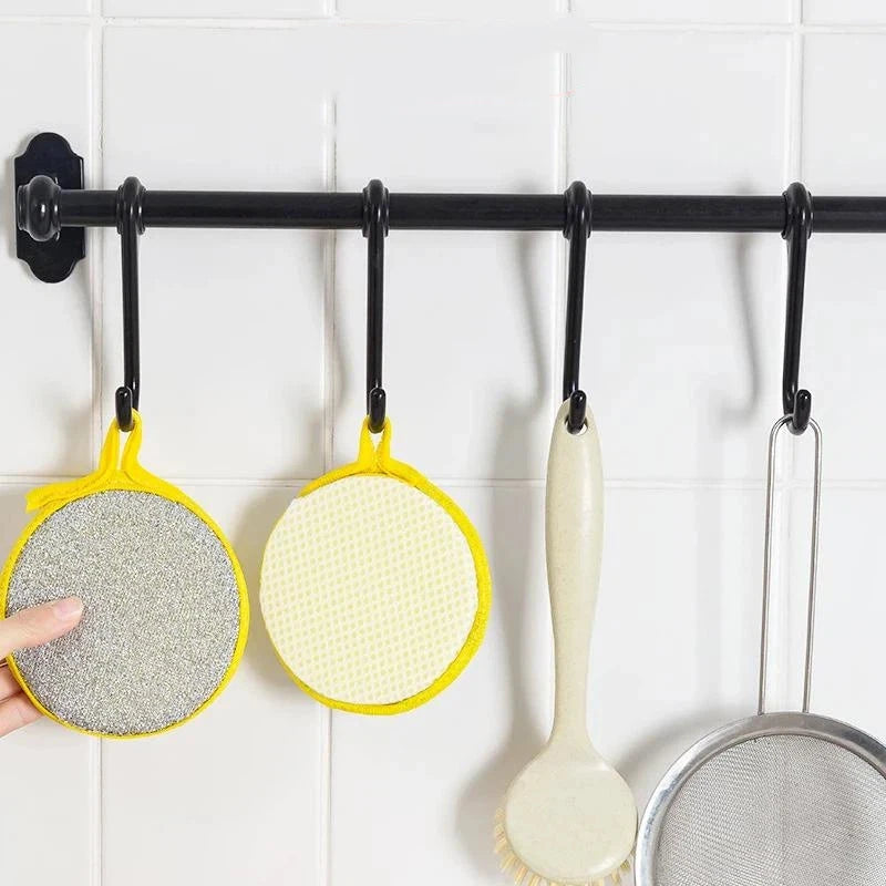 5 Double-sided Dishwashing Sponge Pot Scouring Pad Home Kitchen Qme