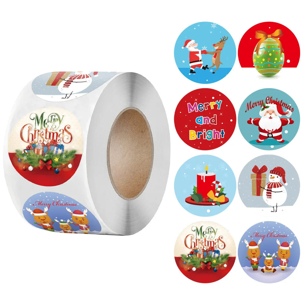 500Pcs Merry Christmas Stickers Christmas Theme Seal Labels Stickers For DIY Gift Package Envelope Stationery Decor Qme E202