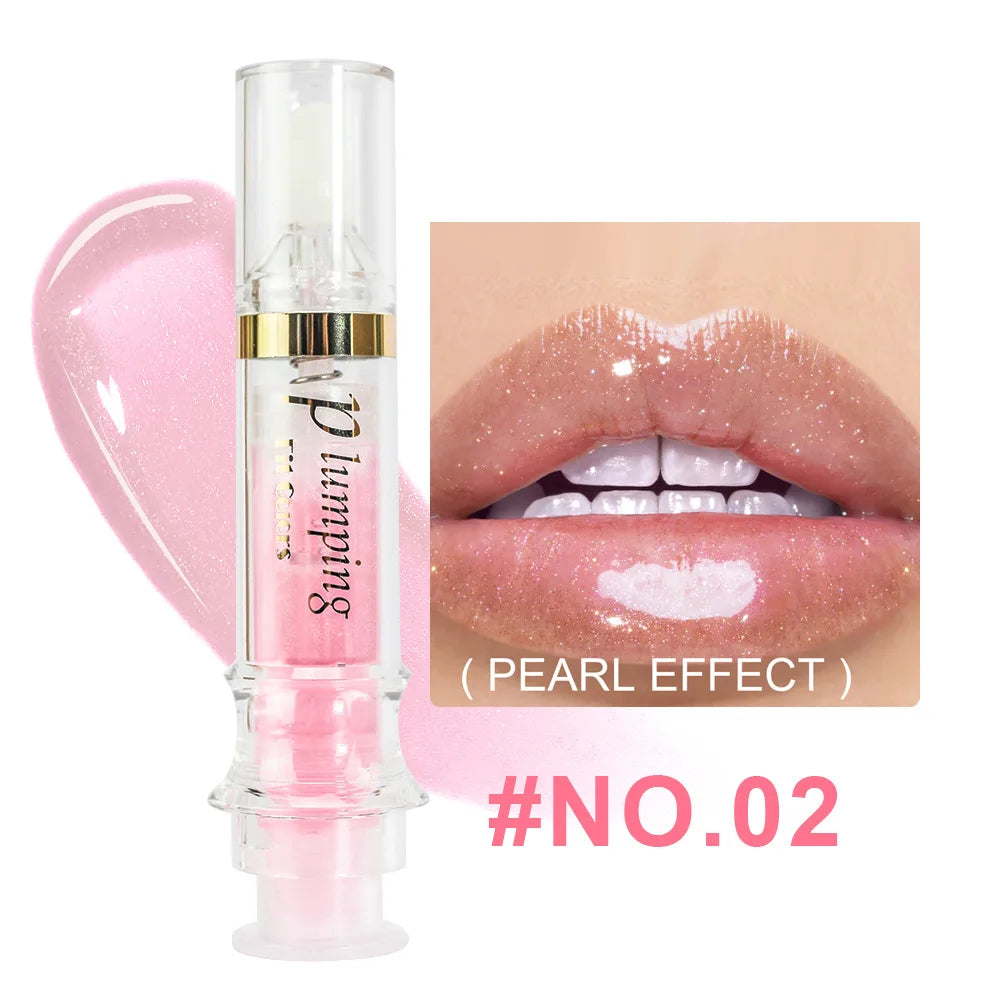 Shine Crystal Volume Lip Oil Plumping Pearl Gloss Pink Blue Hydrating Transparent Jelly Lip Gloss Serum Lip Care Makeup Cosmetic Qme 02