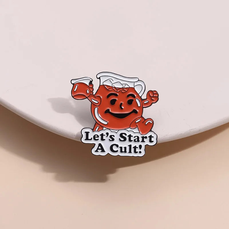 Cartoon Cute Brooch Let's Start A Cult Enamel Pins Funny Metal Decorative Brooch Backpack Lapel Badge Jewelry Wholesale Qme