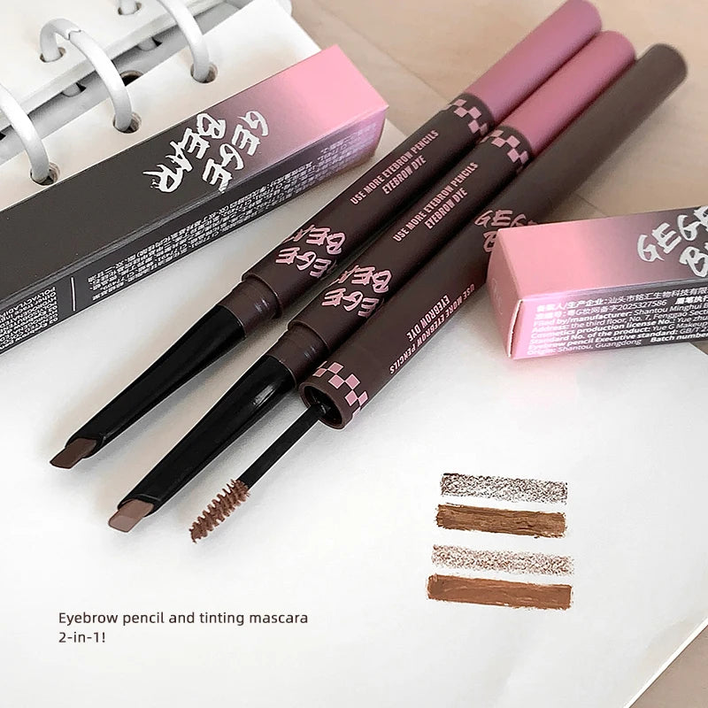2-in-1 Dual-Ended Eyebrow Pencil & Tinting Mascara - Waterproof, Long-Lasting, Smudge-Proof, Natural Finish Eyebrow Makeup Qme