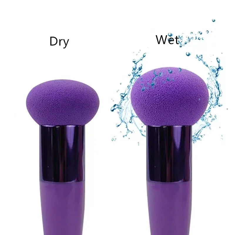 Mushroom Head Makeup Brushes Powder Puff Cosmetic Sponge Handle Women Qme