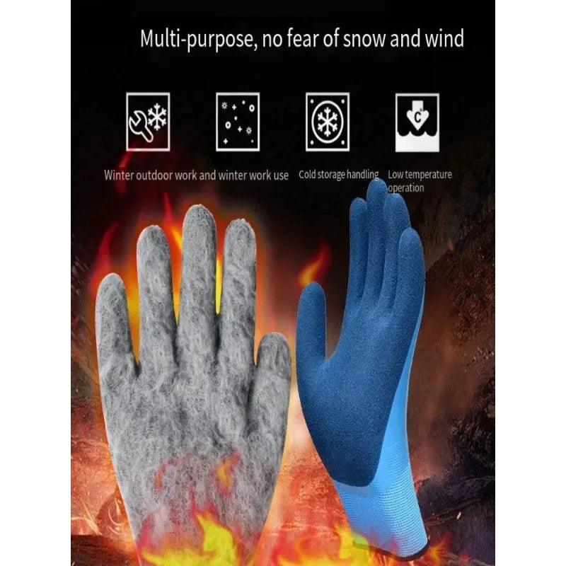 2pairs Winter Fishing Gloves Fleece Lined Thickened Short Warm Cold Proof Thermal Gloves Qme