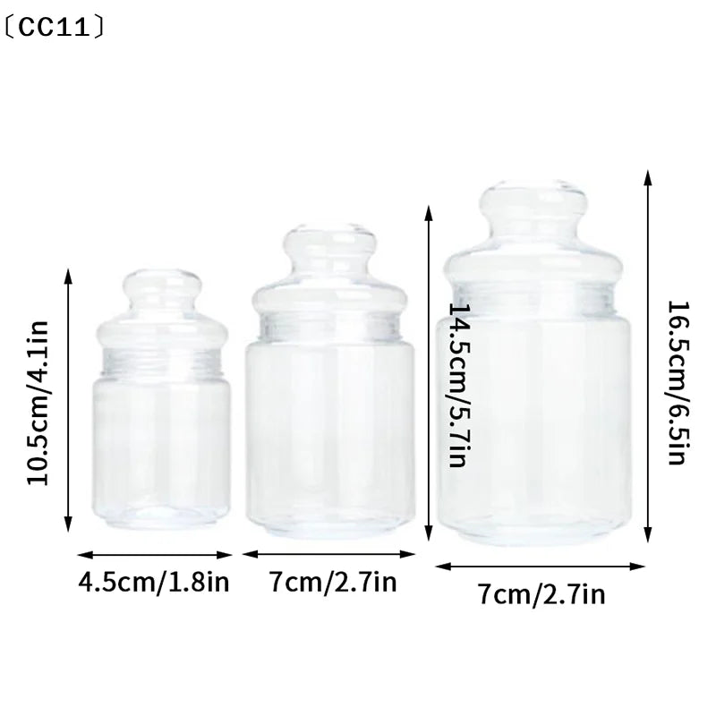 Plastic Transparent Candy Jars Cookie Food Storage Container Reusable Qme
