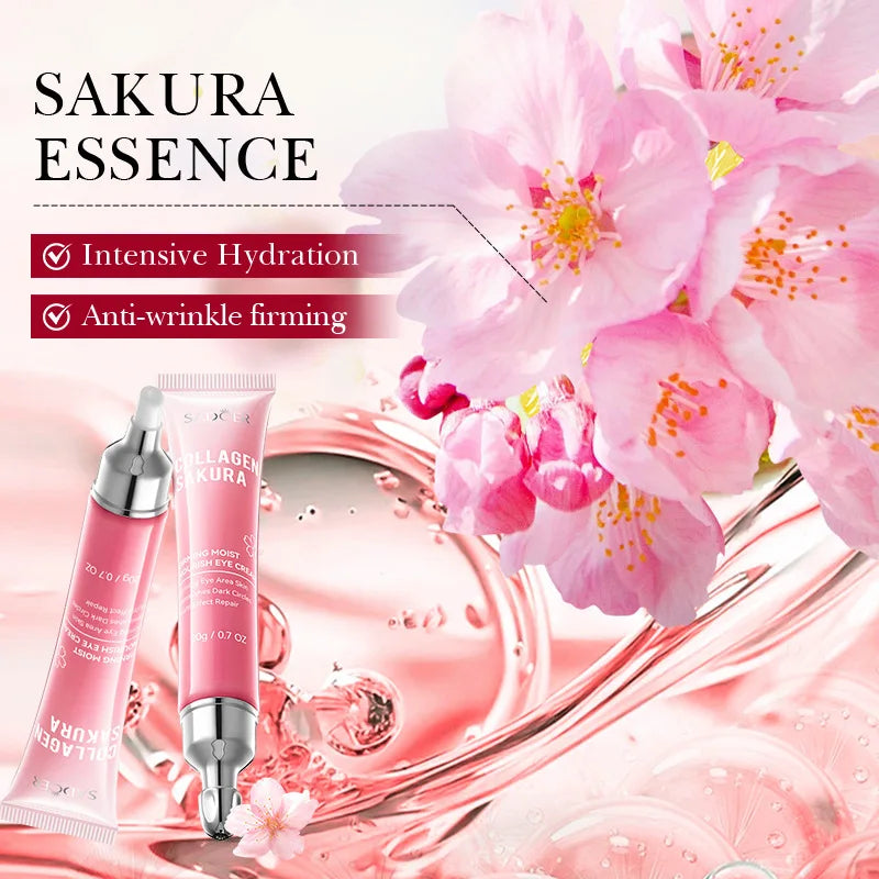 Sakura Collagen Eye Cream Faded Dark Circles Reduce Eyes Bags Firming Lifting Moisturizing Eye Creams Beauty Eyes Skin Care Qme