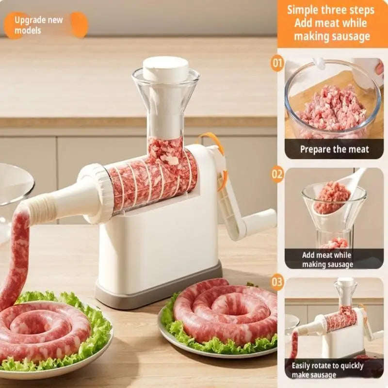 Manual Sausage Stuffer Machine Meat Grinder Filling Maker Tubing Qme
