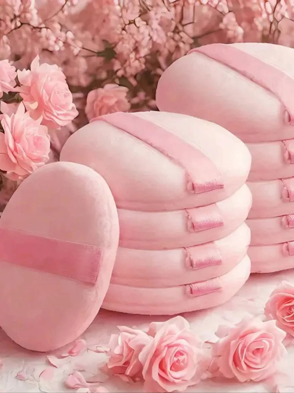 Soft Velvet Powder Puffs Round Makeup Tools Even Flawless Loose Qme 10 PCS