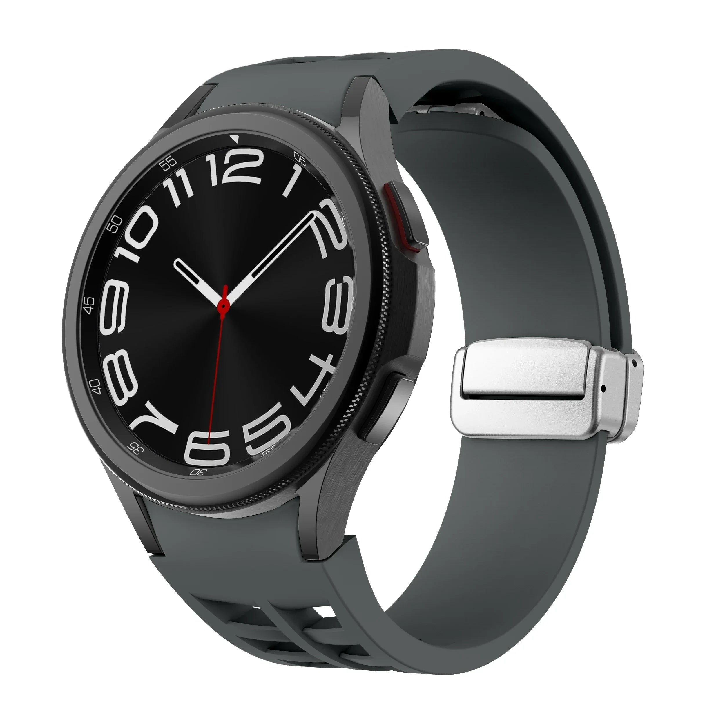 Magnetic Silicone Band for Samsung Galaxy Watch 6 Classic 43 47mm 4 42 46mm 5 Pro 45mm No Gaps Loop Strap for 4/5/6/7 40 44mm Qme