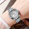 Luxo strass relógios femininos moda pulseira de aço inoxidável relógio de pulso para senhoras reloj mujer Qme 4