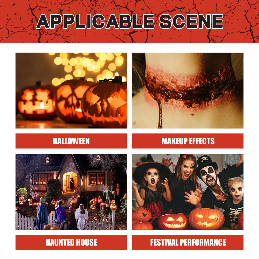 Halloween Fake Blood Makeup Kit Realistic Washable SFX Coagulated Blood Spray Cream For Cosplay Zombie Vampire Costume Party Qme