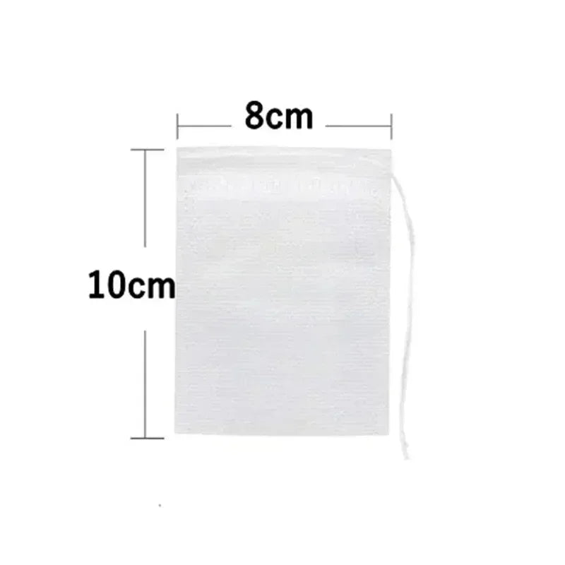 Disposable Tea Filter Bags Non-woven Fabric Bag Drawstring Kitchen Qme 8x10cm