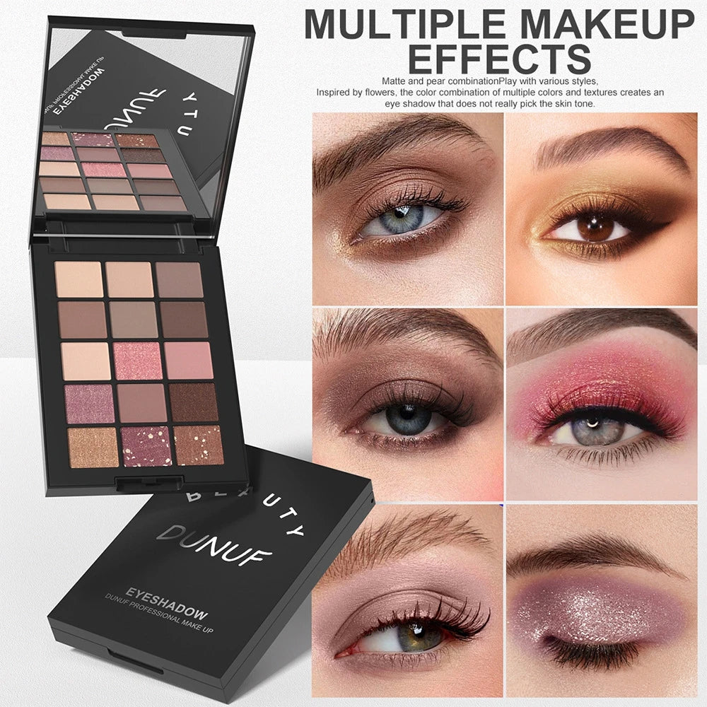 15-Grid Professional Matte Pear Eyeshadow Palette Highly Pigmented Waterproof Formula Lasting Wear No Clumping Flying Powder Qme