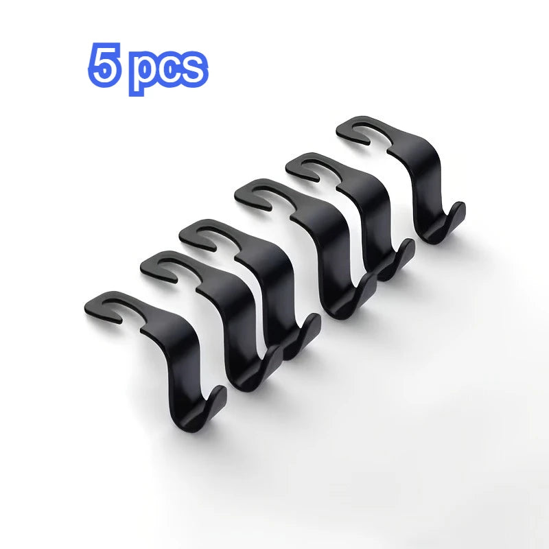 Car Seat Back Headrest Hooks Universal Auto Storage Hanger For Handbags Grocery Bags Purse Water Bottle Car Interior Accessories Qme 5pcs