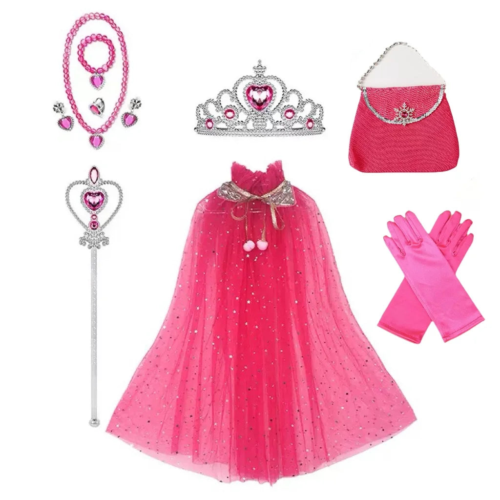 Elsa Princess Crown Magic Wand Frozen Inspired Girls Tiara Hair Qme rose red