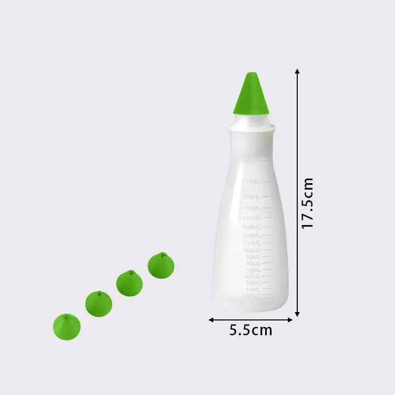 4-Head Piping Tip Silicone Chocolate Butter Pen Bags Bottles Writing Qme Green Piping Bottle