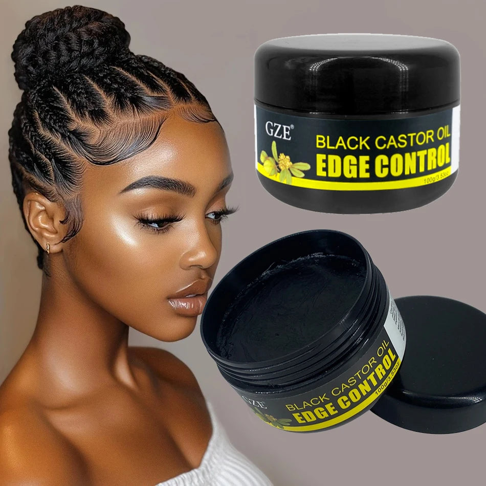 GZE African Black Castor Extra Hold Braid,Contains Black Castor Oil & Coconut Oil Edge Control, Hair Wax Gel for Women Qme