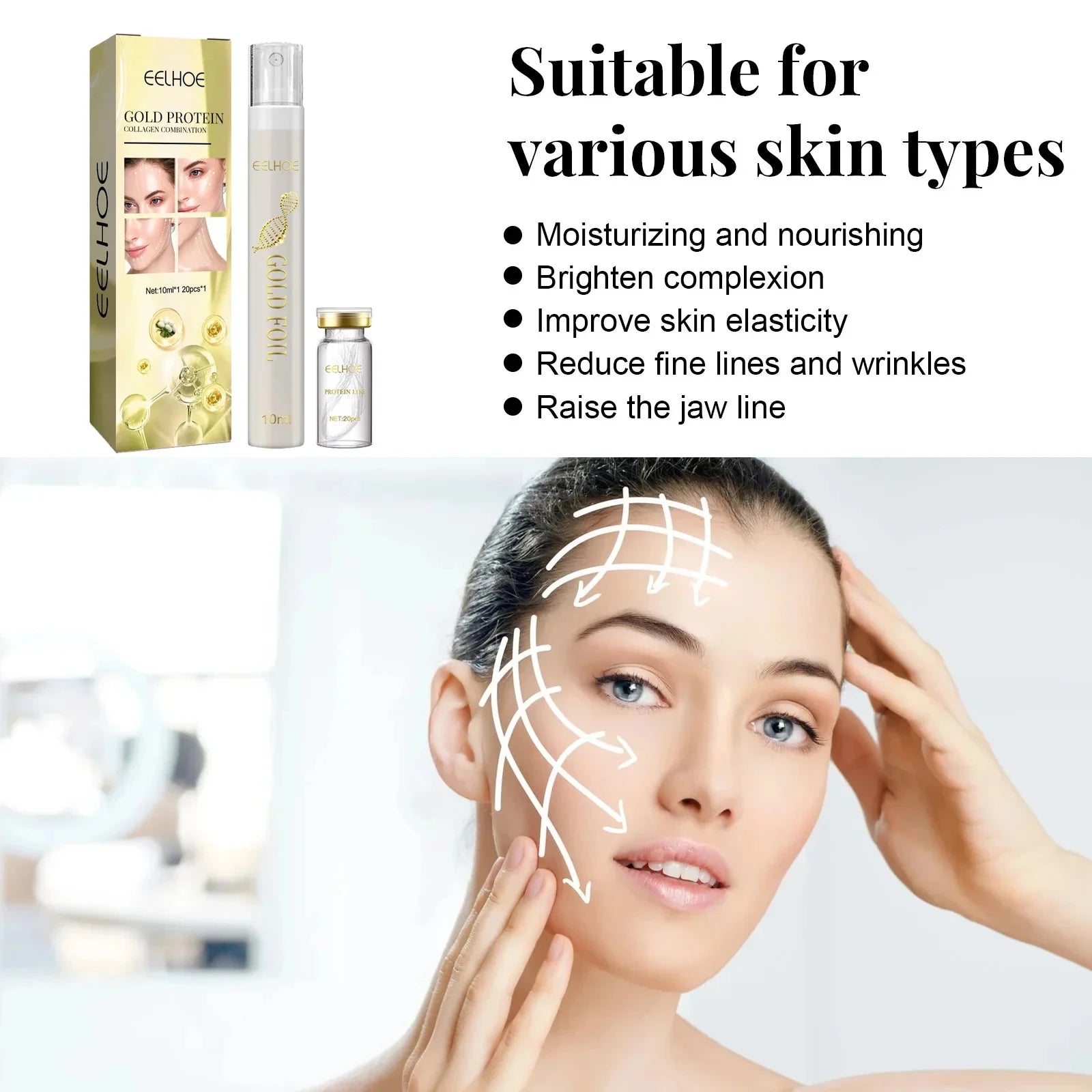 Collagen Protein Thread Instant Wrinkle Remover Serum Set Lifting Firming Soluble Absorbable Face Anti-aging Skin Care Qme