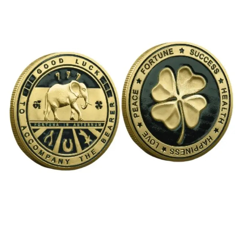 Four Leaf Elephant Collection Commemorative Coin Happiness Success Qme Gold