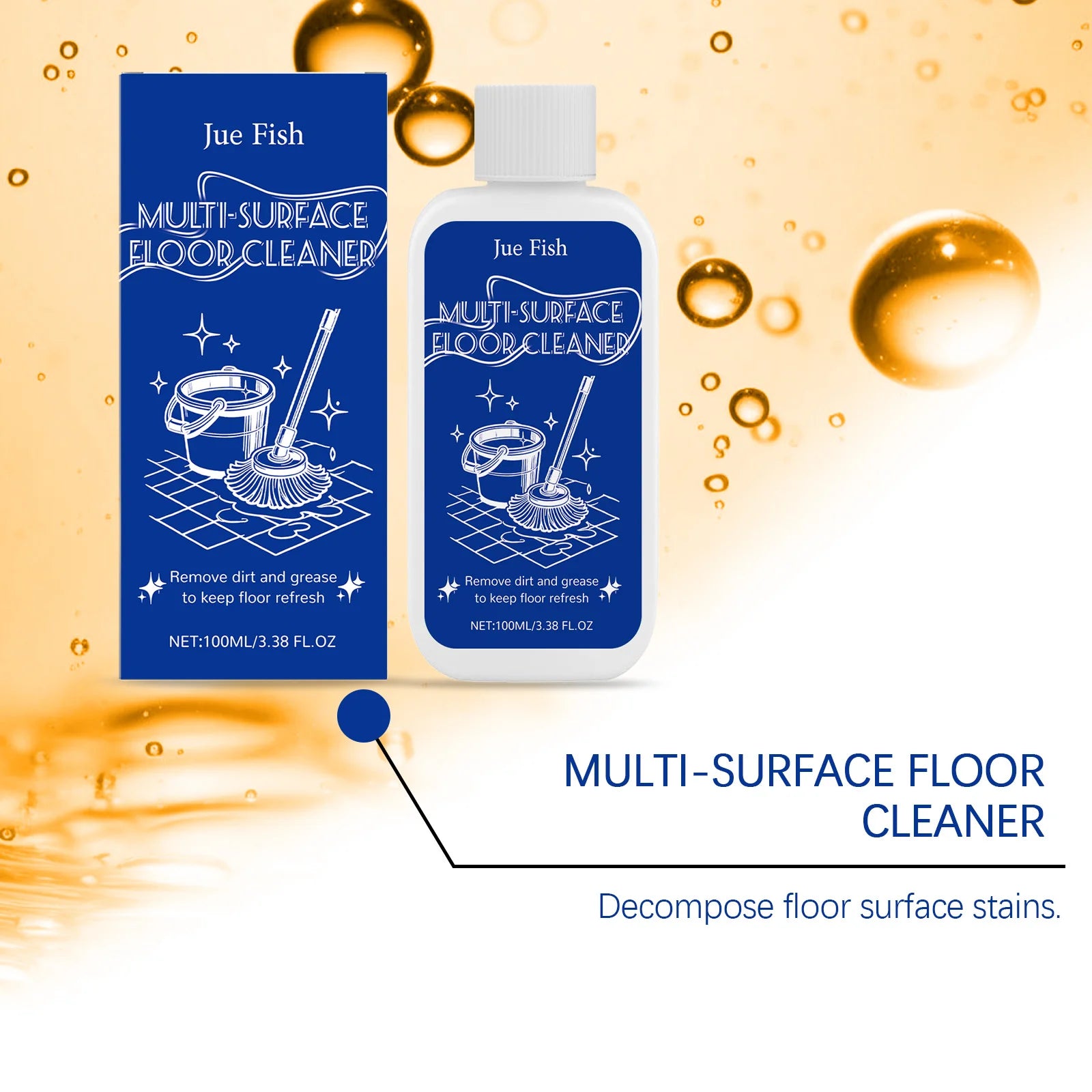 JUE FISH Multi-Surface Floor Cleaner - Powerful Quick Dirt Decomposition for Effortless Cleaning Versatile for Various Floors Qme