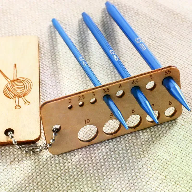 Wooden Knitting Ruler Gauge Locking Stitching Markers Crochet Marker Qme