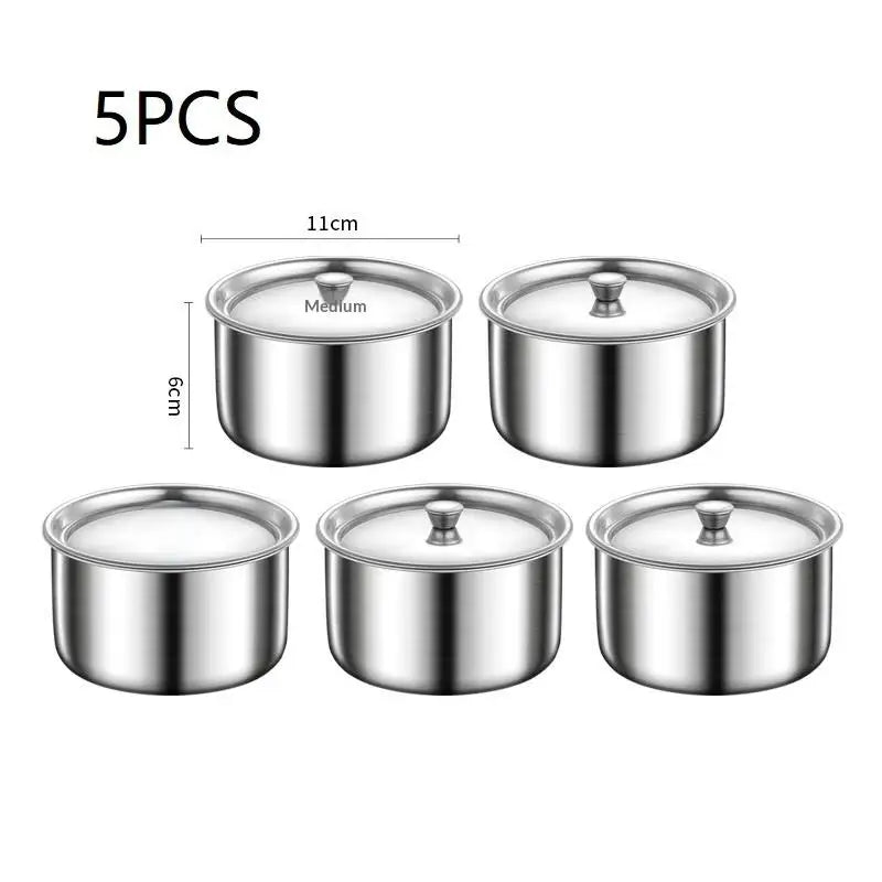 1 3 Stainless Steel Steamed Egg Bowl Ramen Rice Fruit Salad Stew Qme 5PCS