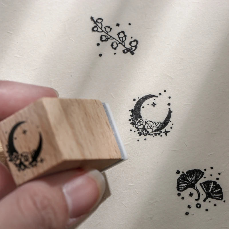 Forest Style Floral & Plant Wooden Stamp Set 16PCS/Box, Decor for Junk Journals, Greeting Cards & Envelopes Qme