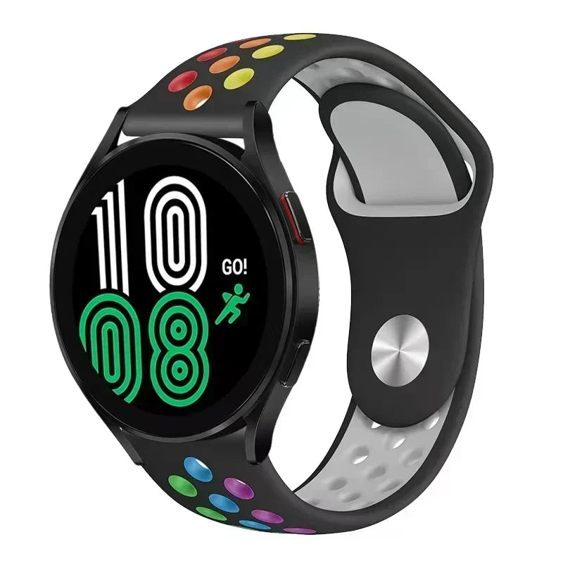 20mm 22mm Watch Strap for Samsung Galaxy Watch 6 5 4 3 Classic 47mm 43mm Pro 45mm 40mm 44mm Silicon Bracelet Huawei GT/3/2 Band Qme Black Color 22MM Watch Band