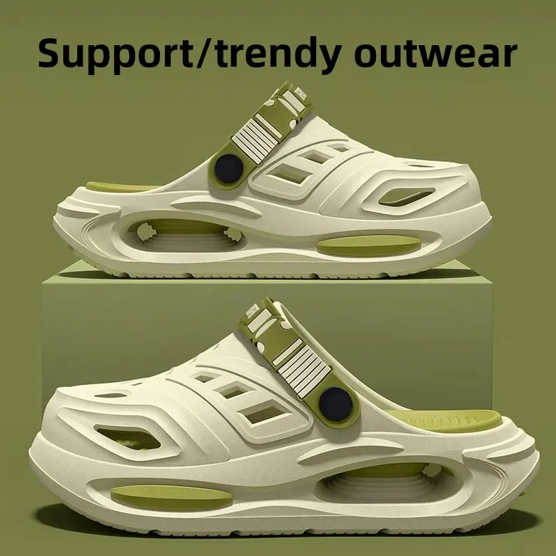 Men's Sandals Thick Bottom Anti-slip Headed Clog Shoes Soft Beach Qme