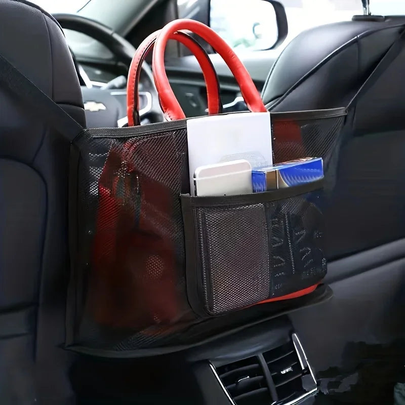 Maximize Your Car's Storage Space with this Large Capacity Car Seat Net Pocket! Qme