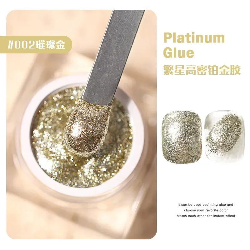 Glitter Nail Glue Platinum Glue Radiant Nail Polish Glue Nail Crushed Diamond Set Color Shift Pigment Powder Qme 02