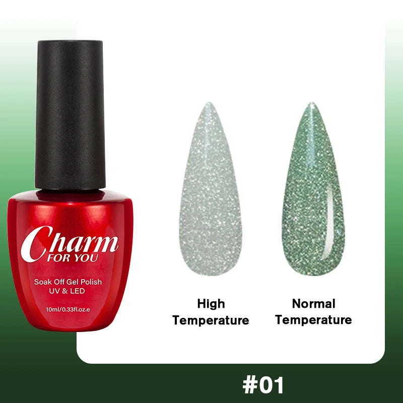 Thermochromic Diamond Glue Changing Nail Art Polish Sparkle Shimmer Qme 01