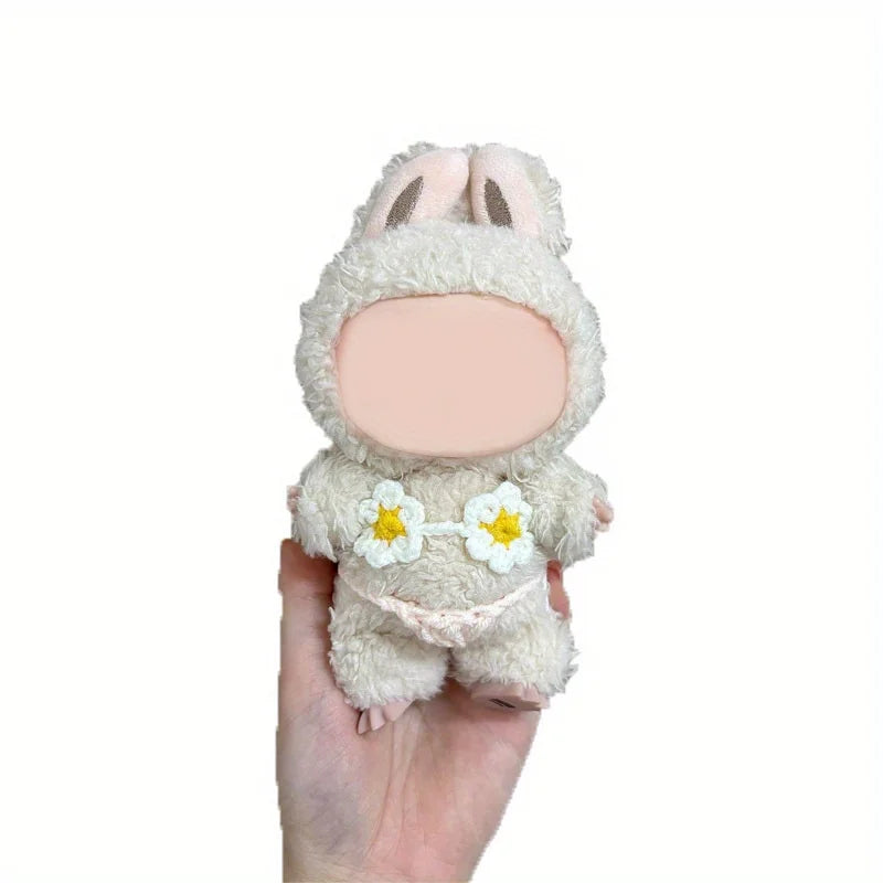 17cm Labubu Knitted Bikini Set (excluding dolls), cute clothing with unique style, fashionable clothing accessories for dolls Qme WHITE