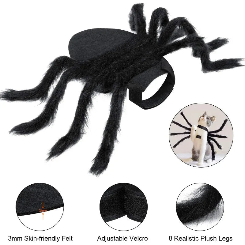 Halloween spider costume, dog and cat costume, role-playing costume, suitable for small dogs and cats, dress up accessories Qme