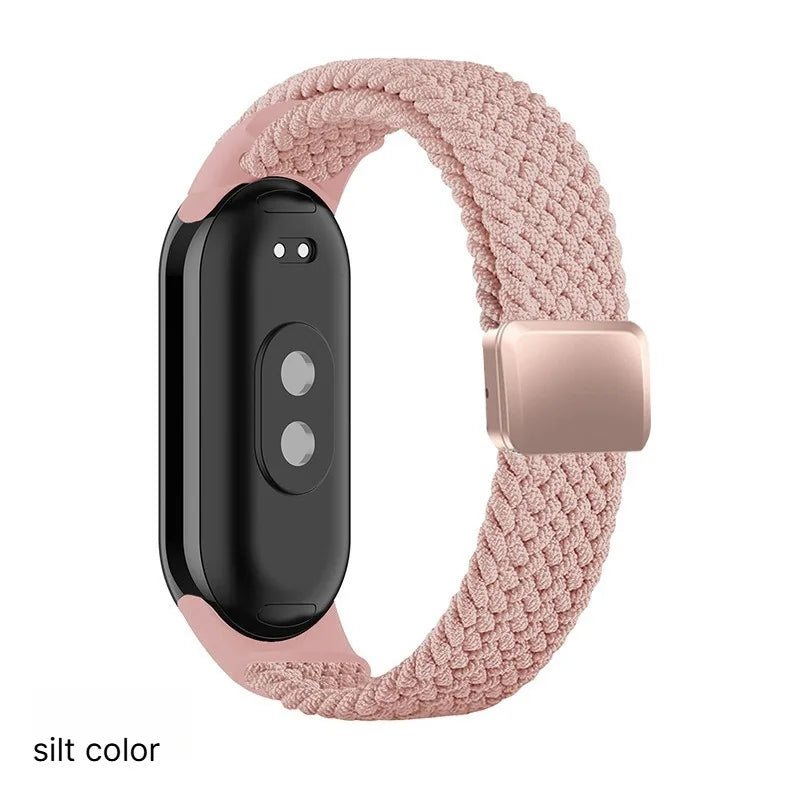 Breathable Elastic Nylon Braided Magnetic Watch Strap Adjustable Replacement Wristband For Xiaomi Watch 8 9 10 Accessory Qme Silty sand XiaoMi 10 9 8