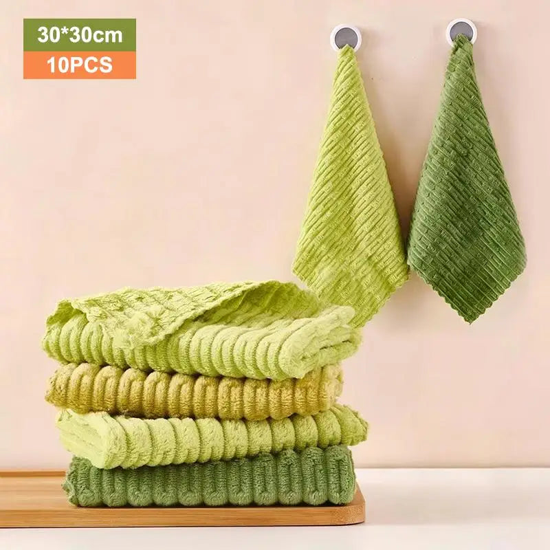 10pcs Microfiber Dish Cloths Multi Purpose Dishwashing Towels For Tableware Double Sided Cleaning Rags Tool Kitchen Accessories Qme A2