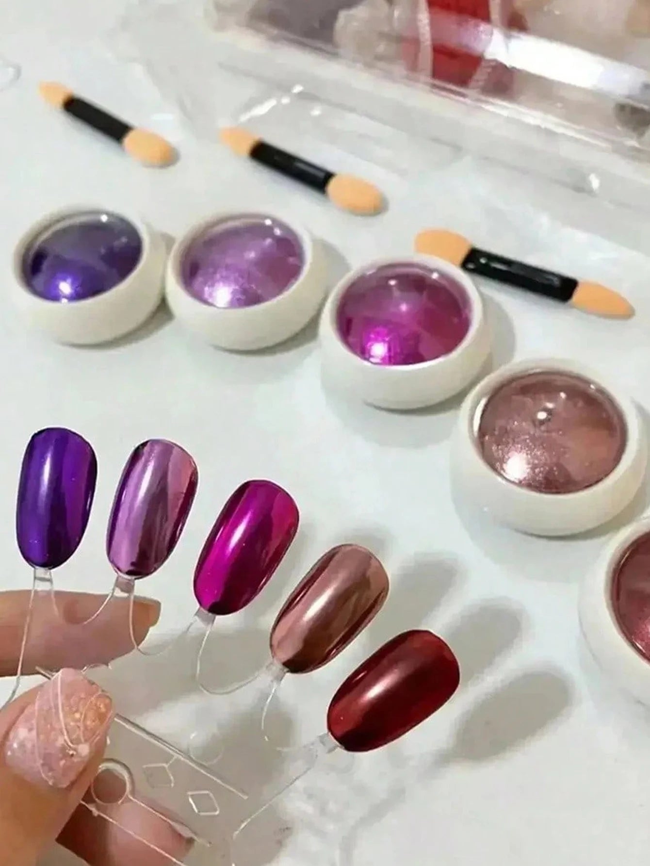 5 Enchanting Purple Series Chrome Nail Powder Mirror Effect Metallic Qme