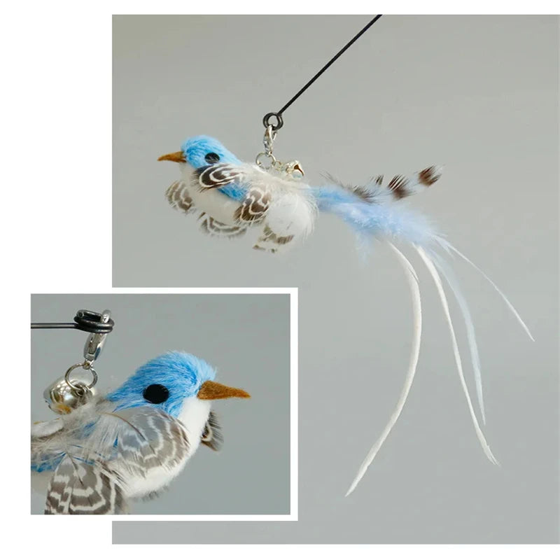 Funny Bird Feather Cat Wand With Bell Accessories Interactive Toys For Cats Kitten Hunting Teaser Exercise Pet Products Qme