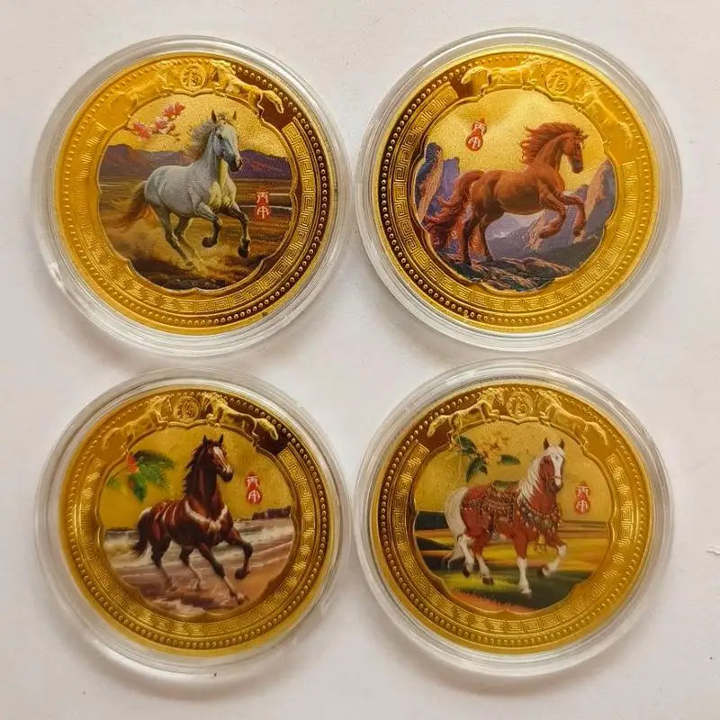 Souvenir Year Horse Chinese Coins Lucky Animal Commemorative Metal Qme