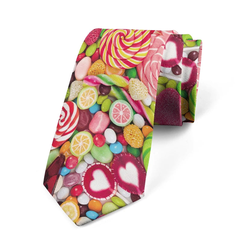 Funny Candy Snacks Printed Tie Unisex Casual Creative Novelty Men's Qme style10