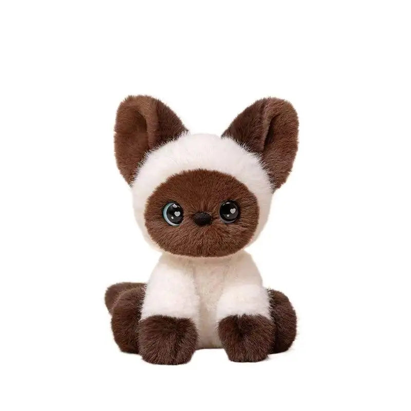 Kawaii Cat Plush Doll Devon Rex Siamese Cat Plush Toy Cute Decoration Accompany Sleep Toy Kids Birthday Gift Qme Brown