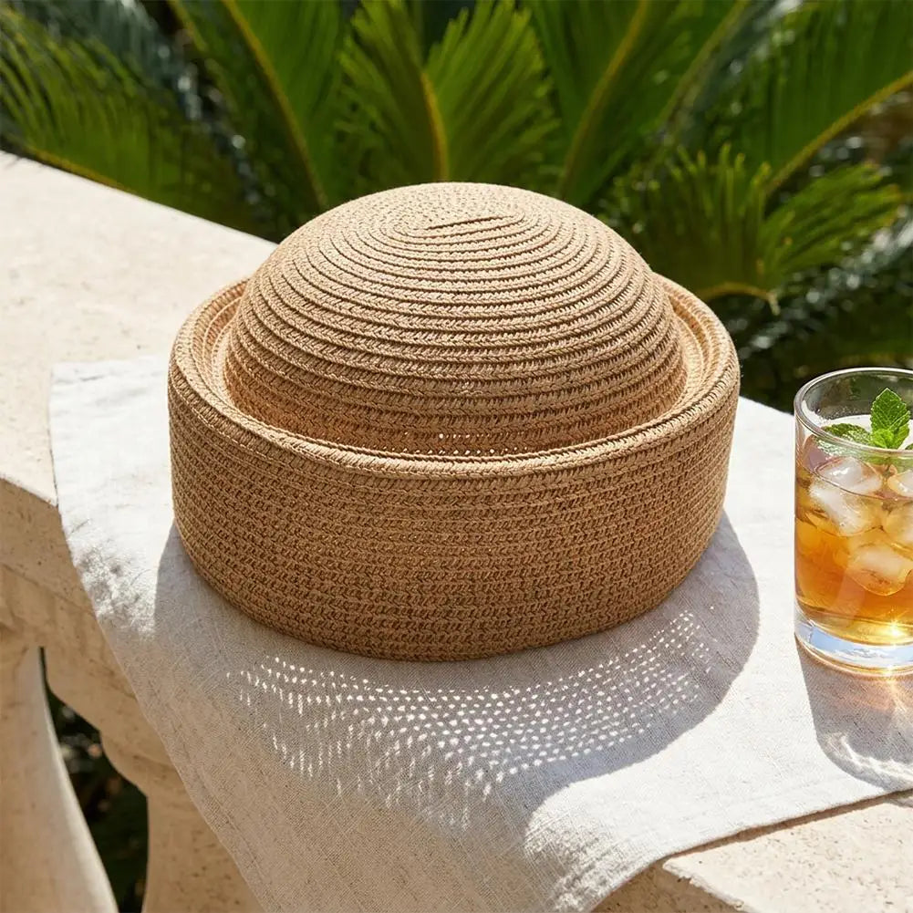 Round Raffia Straw Hats Women's Hat Summer Sunscreen Outdoor Qme