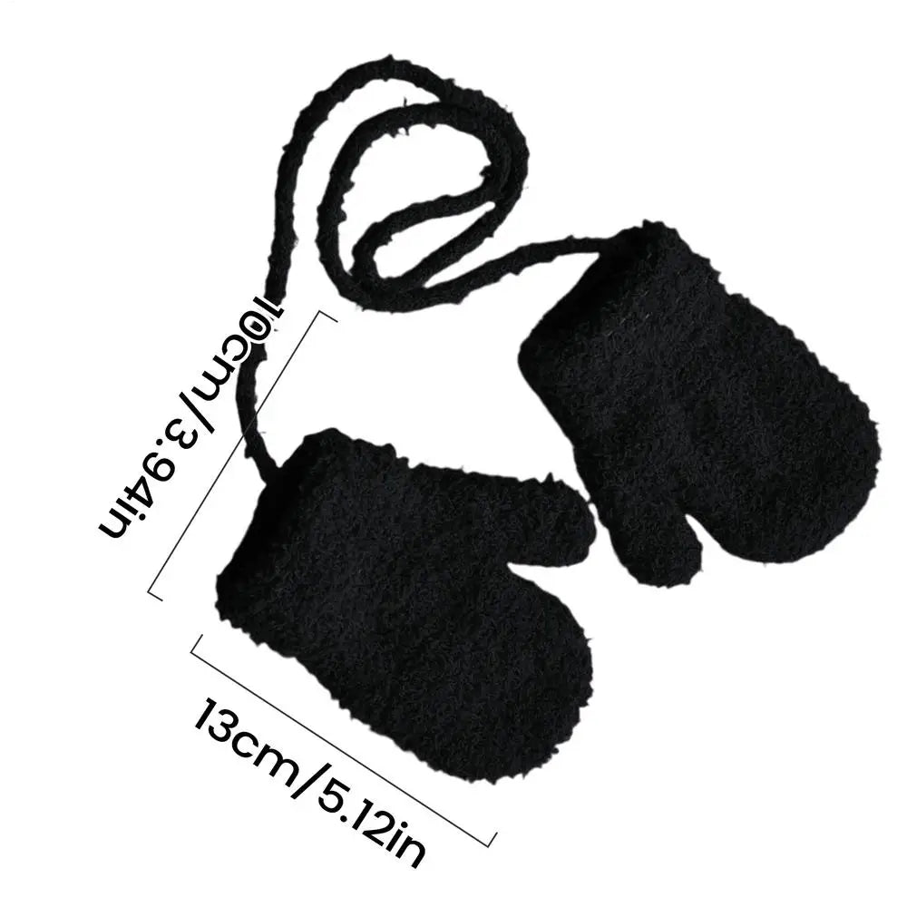 Toddler Mittens Soft Plush Toddler Winter Thermal Gloves Thermal Anti-Loss Cold Weather Protection Accessories for 1-3 Years Old Qme Black