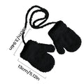 Toddler Mittens Soft Plush Toddler Winter Thermal Gloves Thermal Anti-Loss Cold Weather Protection Accessories for 1-3 Years Old Qme Black