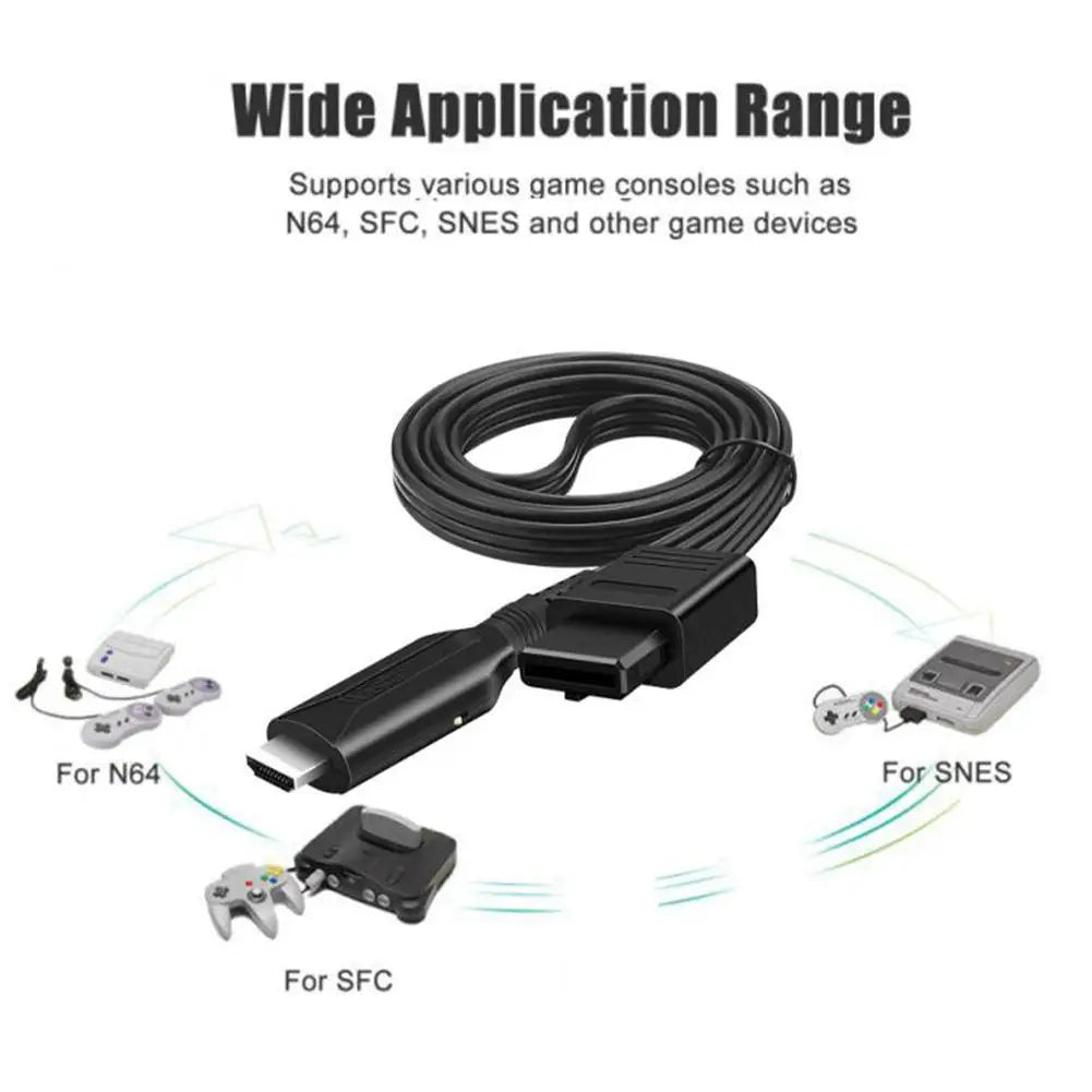 HD N64 To HDMI Converter Game Adapter HD Link Cable For N64/GameCube/SNES Plug and Play 1080P 64 To HDMI Converter Qme