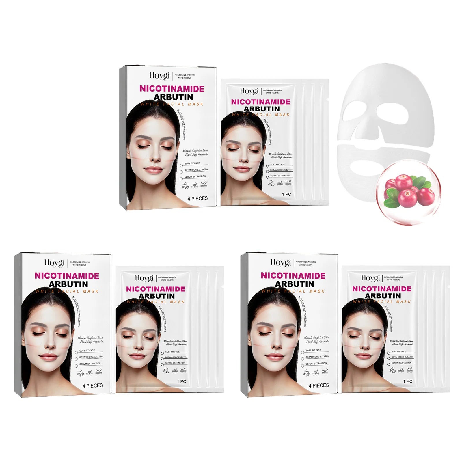 Niacinamide Arbutin Hydrating Mask Deep Hydrating Shrink Pores Firming Refreshing Brightening Facial Sheet Mask for Glowing Skin Qme 12Pcs