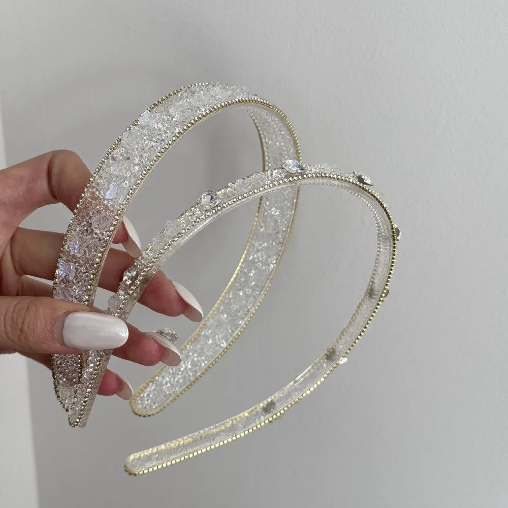 Princess Hairpiece Transparent Crystal Headband Luxurious Elegant Butterfly Hairband Chic High-end Rhinestone Hair Hoop Girls Qme